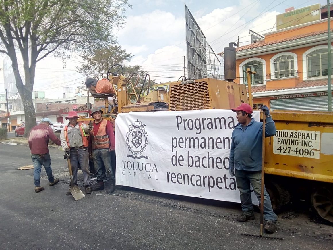 Amplía Toluca trabajos de repavimentación y bacheo