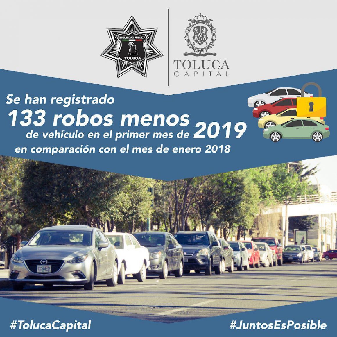 Reporta Toluca  una reducción del 39 por ciento en robo de vehículo