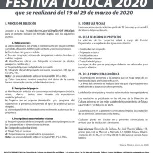 Convocan a artistas para participar en Festiva Toluca 2020