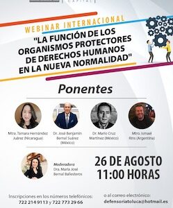 Invita Toluca a Webinar Internacional en materia de Derechos Humanos