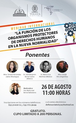 Invita Toluca a Webinar Internacional en materia de Derechos Humanos