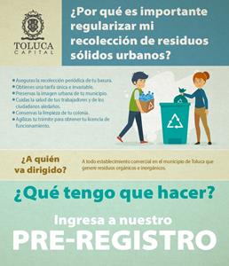 Invita Toluca a negocios a pre-registrarse para la recolección de residuos