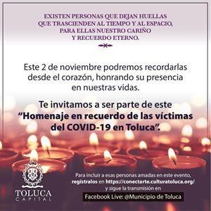 Prepara Toluca Homenaje en recuerdo de las víctimas de COVID-19
