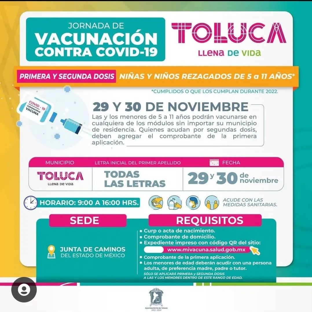 En Toluca Vacunan Contra Covid-19 Para Niñas Y Niños Rezagados De 5 A 11  Años - Ayuntamiento de Toluca