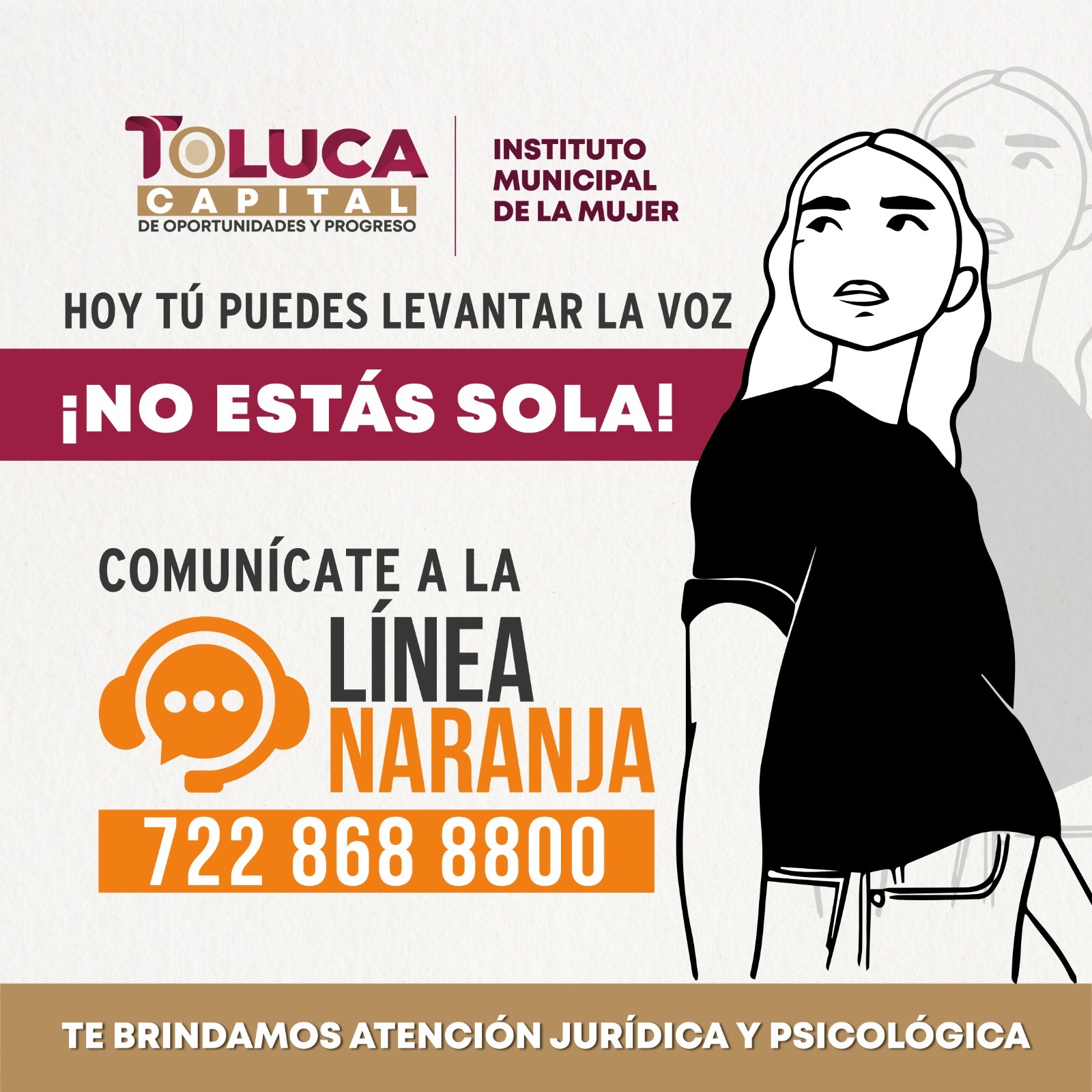 Mujeres protegidas y escuchadas con Línea Naranja en Toluca