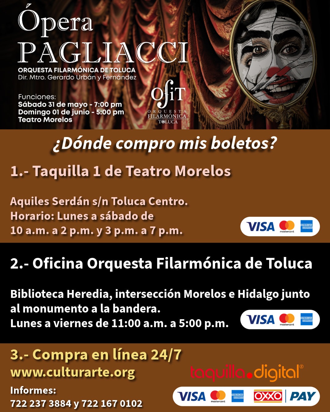 Invita Gobierno municipal de Toluca a disfrutar de la ópera Pagliacci