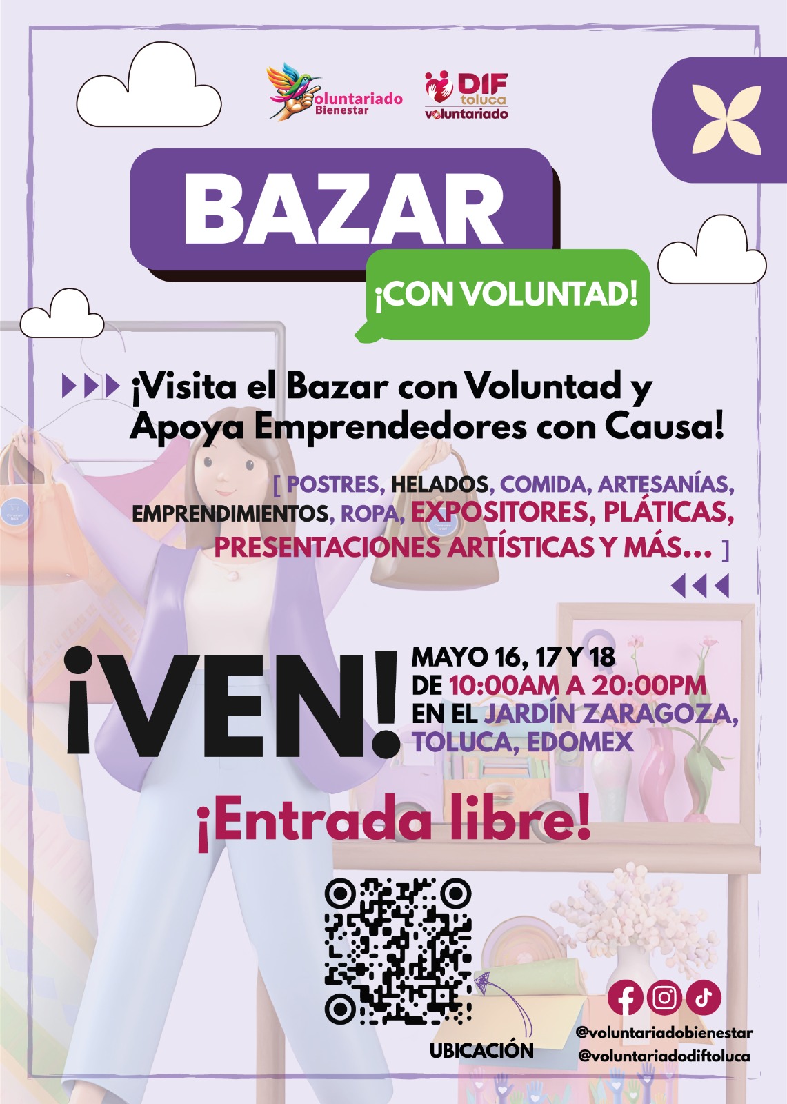 Abre Voluntariado DIF Toluca Bazar con Voluntad para fomentar el consumo local