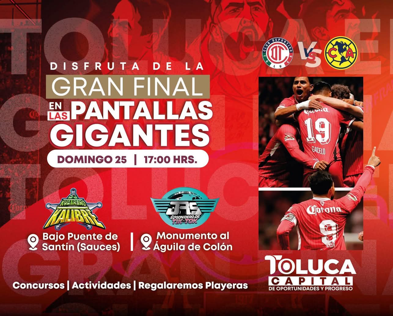 Disfruta de la gran final Toluca vs América en pantallas gigantes