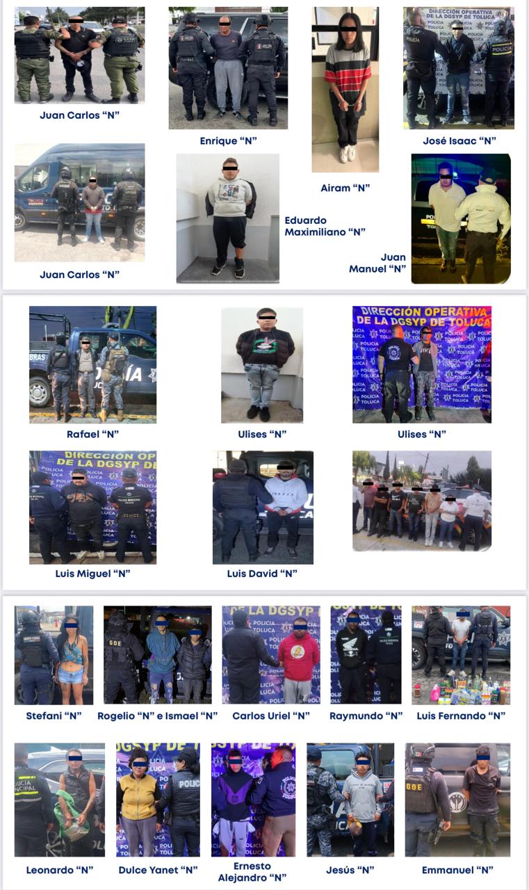 Intensifica Toluca operativos contra la delincuencia, 29 detenidos en dos semanas