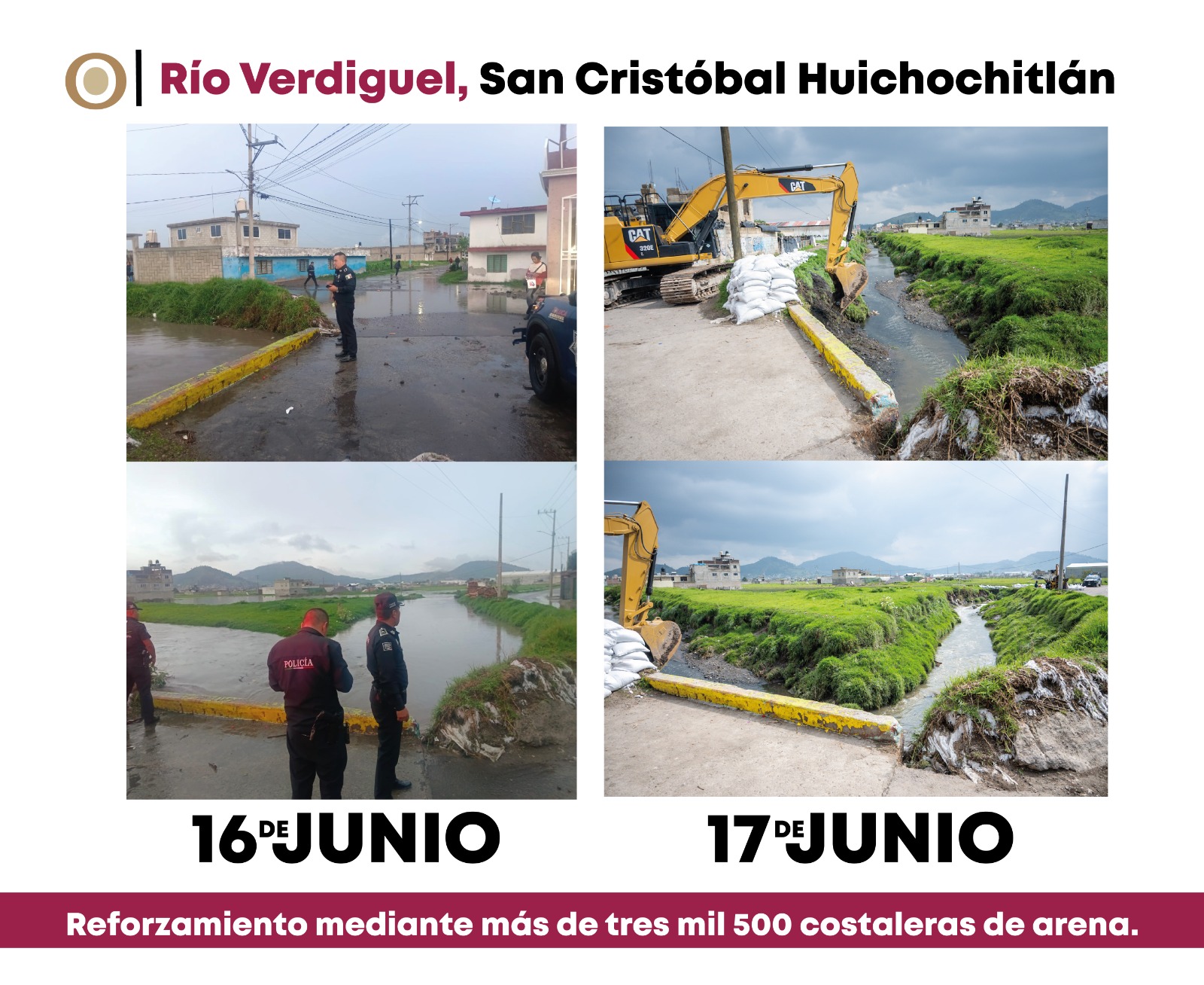 Supervisa Ricardo Moreno acciones preventivas en el río Verdiguel en San Cristóbal Huichochitlán