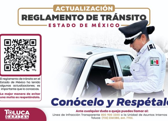 Pone Toluca al alcance de la población QR de reglamento de tránsito estatal