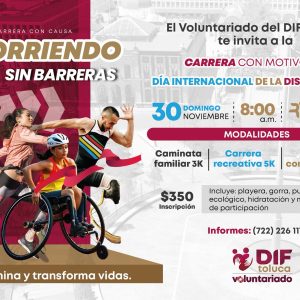 Invita Voluntariado DIF a unirse a corriendo sin barreras