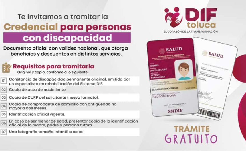 Invita DIF Toluca a tramitar credencial para personas con discapacidad