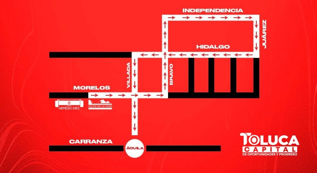 Implementa Gobierno municipal operativo por cierre de vialidades por bicampeonato del Toluca FC