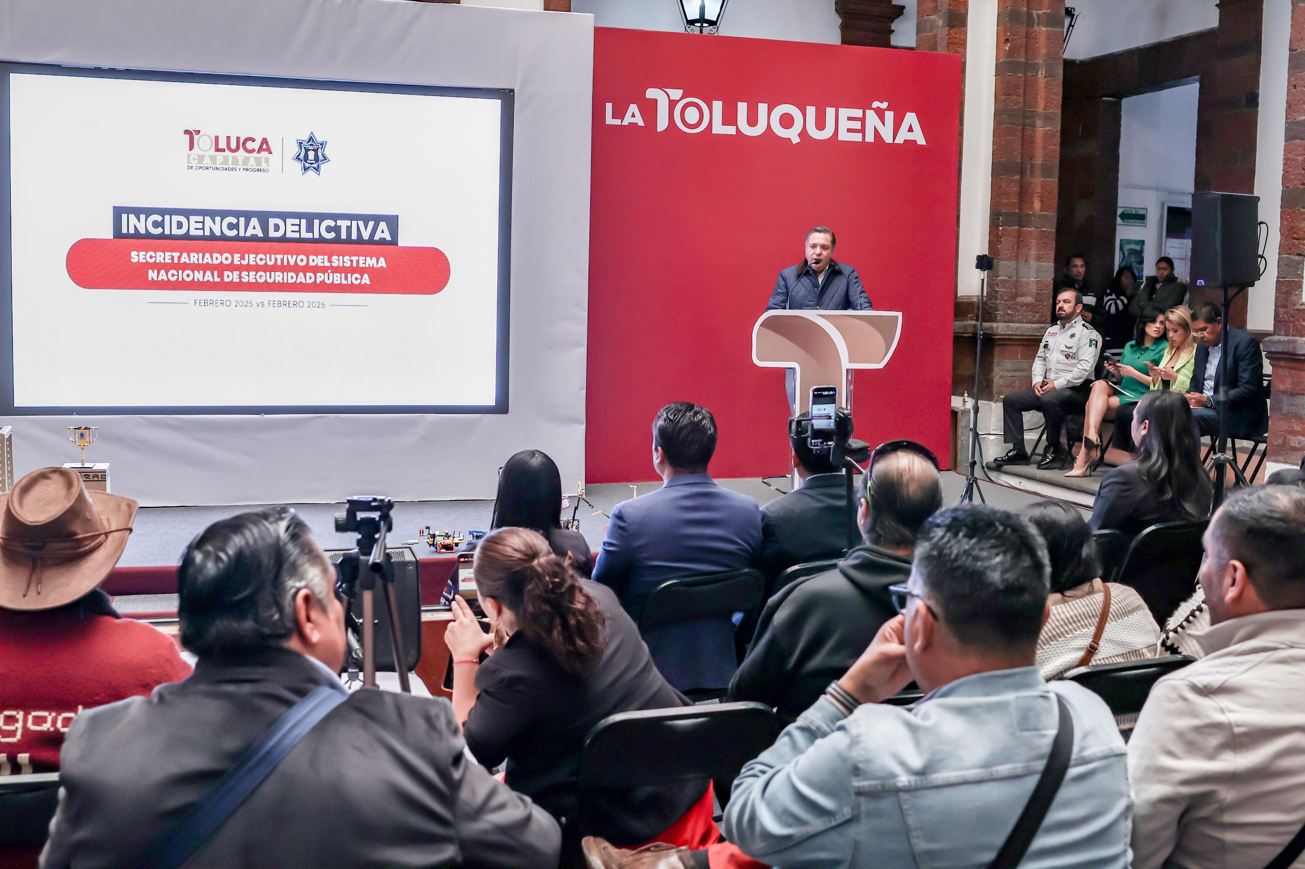 Supera Toluca sus propias metas en seguridad con tendencia a la baja