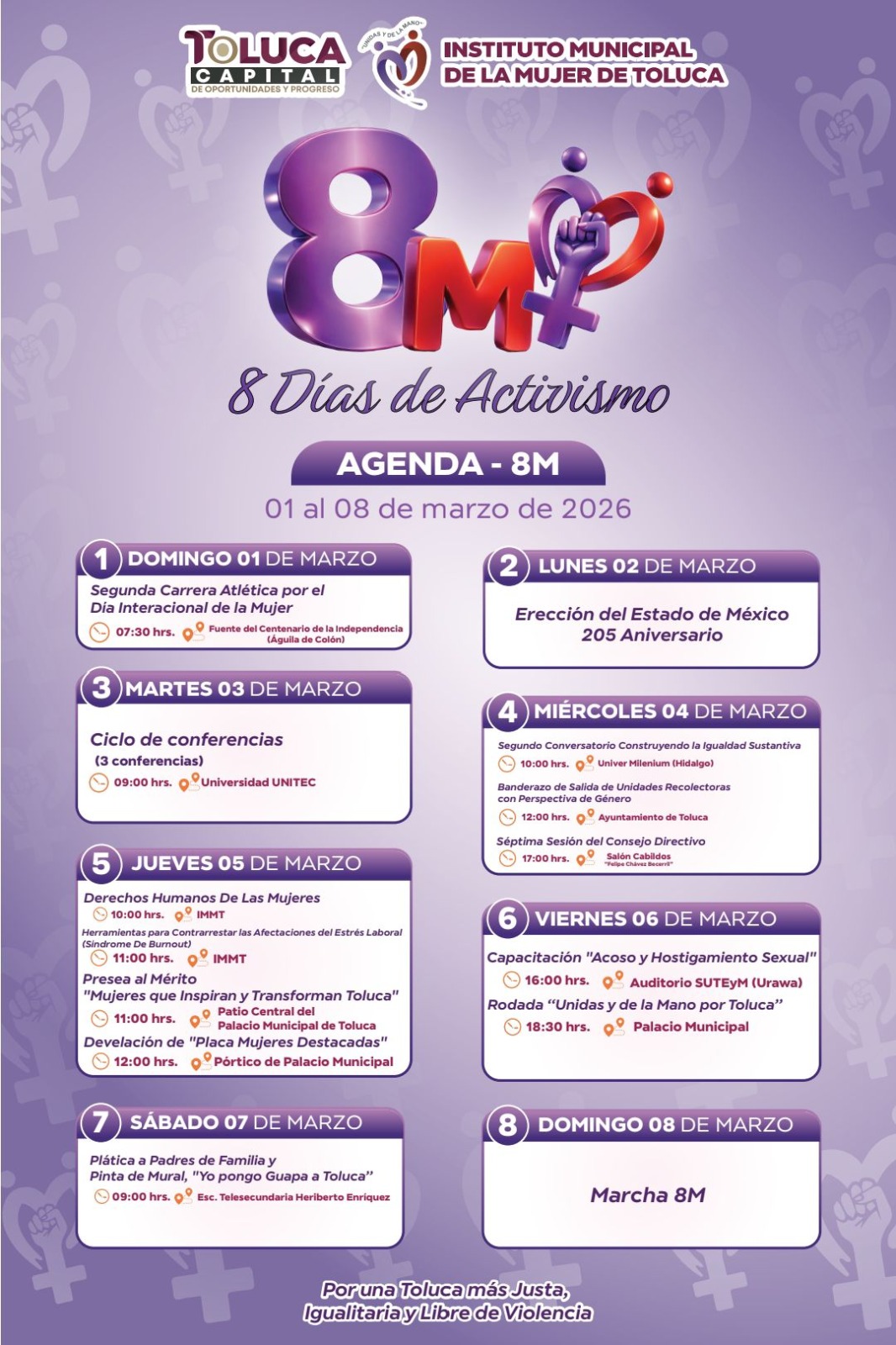 Realiza Toluca actividades rumbo al 8M con seguridad y salvaguarda a los derechos