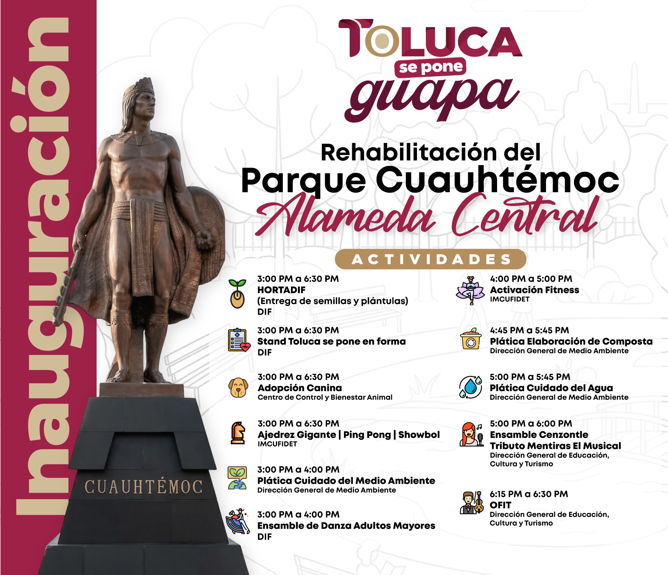 Ofrece Parque Cuauhtémoc – Alameda actividades culturales y recreativas para disfrute de las y los toluqueños