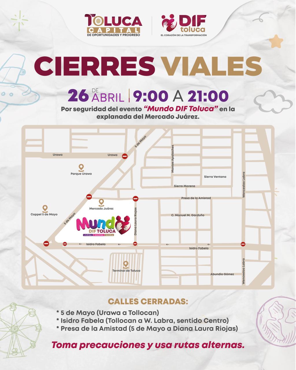 Habrá cierres viales este domingo para disfrutar con seguridad el Día de la niña y el niño