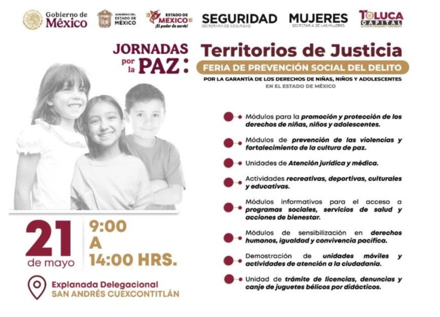Convocan Ricardo Moreno y la Mesa de Coordinación para la Construcción de la Paz a la Feria de prevención del delito