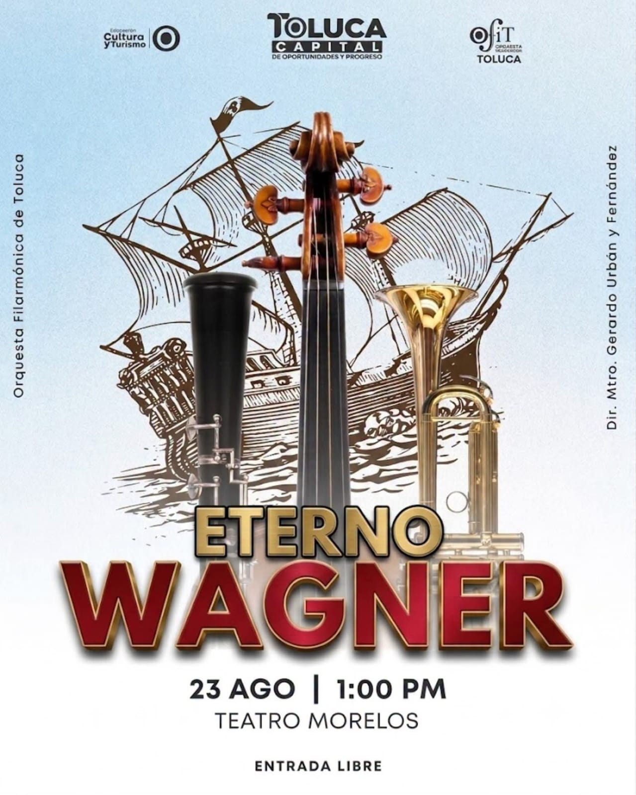 Se engalana Toluca con concierto de Wagner ejecutado por la Orquesta Filarmónica