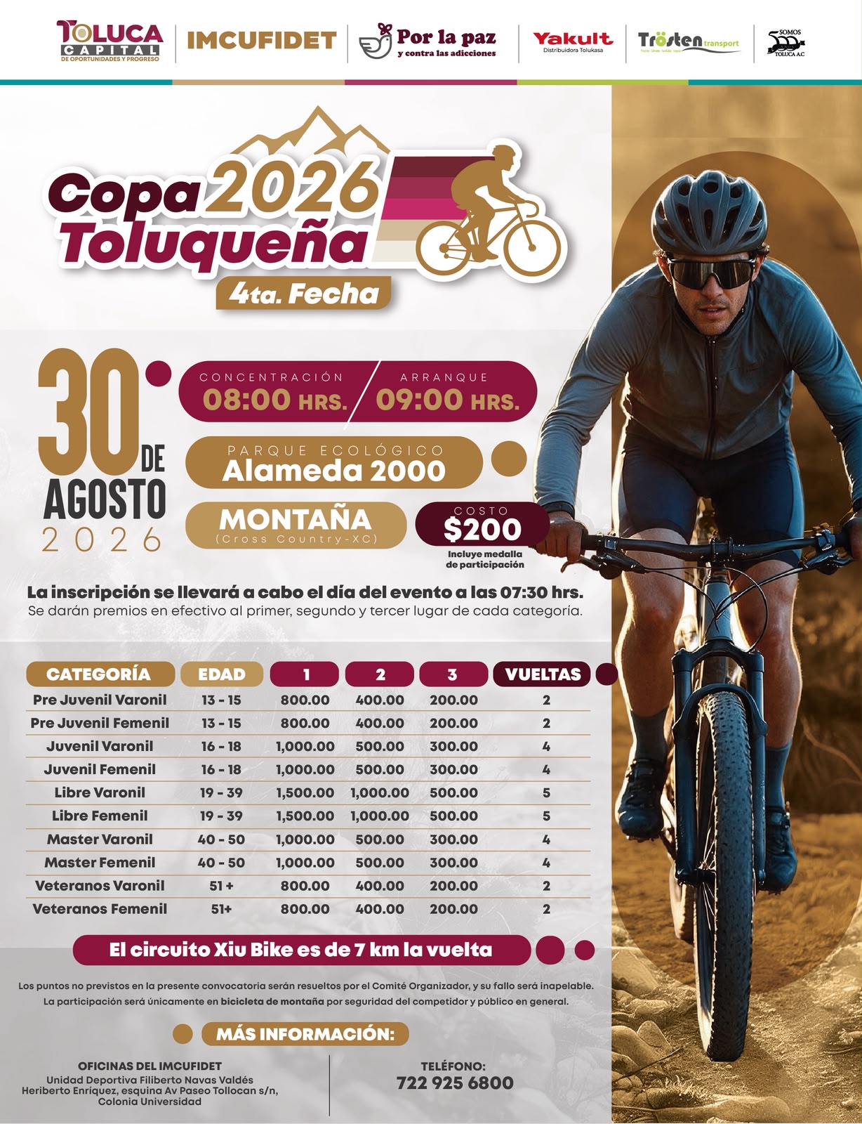 Convoca Ricardo Moreno a participar en la 4ª edición de la Copa Toluqueña de Ciclismo de Montaña