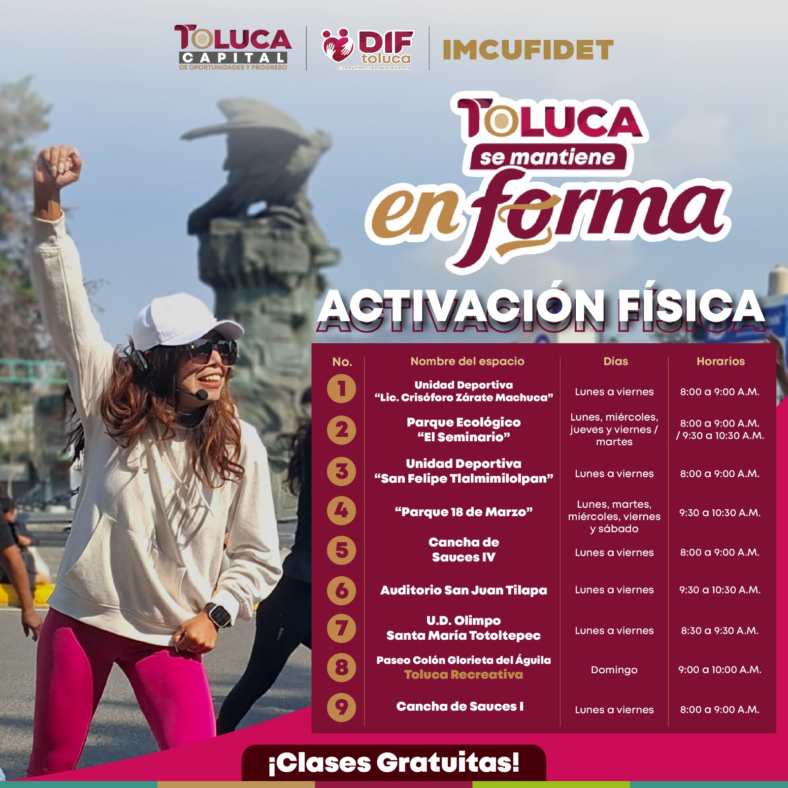 Toluca se mantiene en forma con activación física gratuita en distintos puntos de la capital