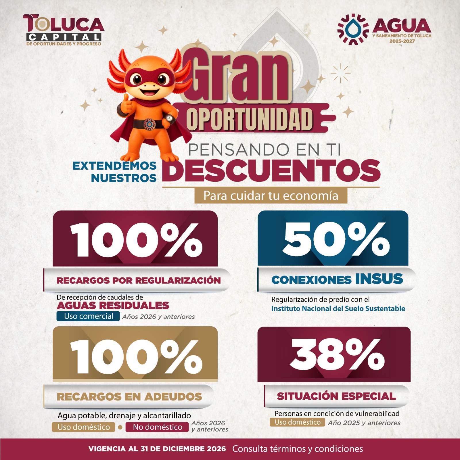 Amplía Gobierno municipal campaña de descuentos en agua y conexiones