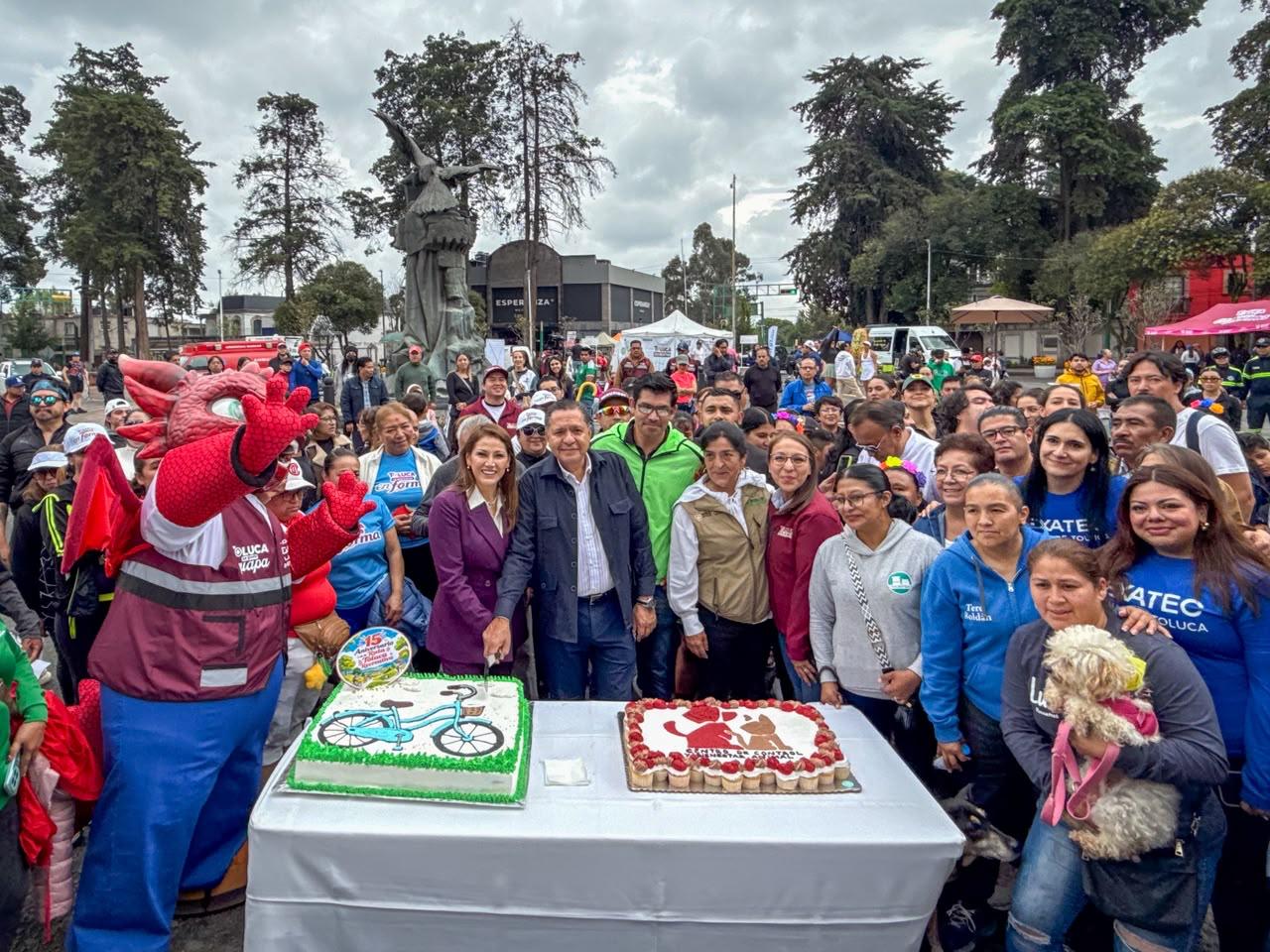 La Ruta Recreativa ya es de las familias toluqueñas, Ricardo Moreno al celebrar su 15º aniversario en Paseo Colón