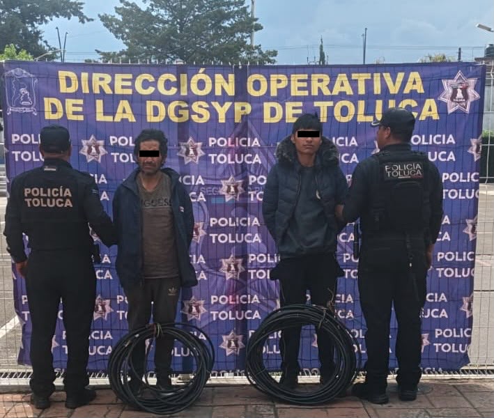 Caen tres por robo de cable y uno con moto robada en Toluca